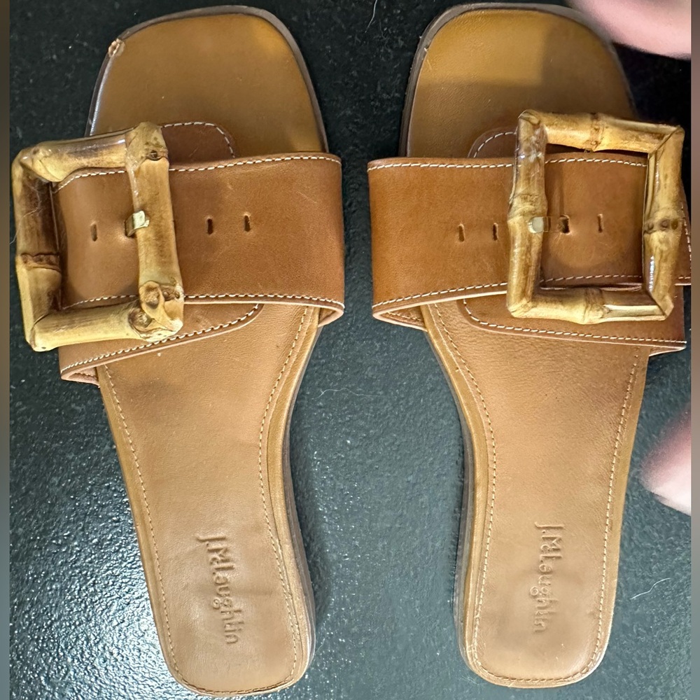 J McLaughlin bamboo buckle slides 7.5 good condition
